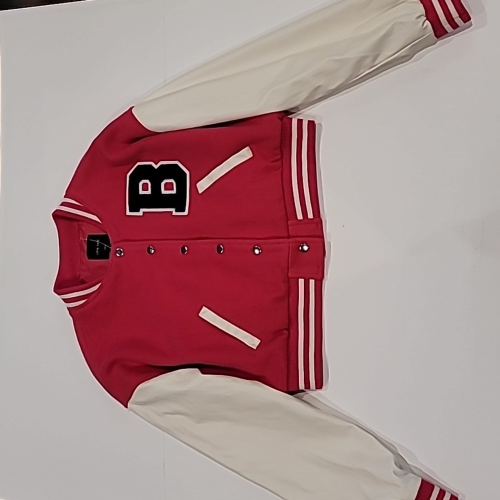 Love Tree Varsity Jacket Barbie University Fleece Pink White Large - Picture 4 of 12